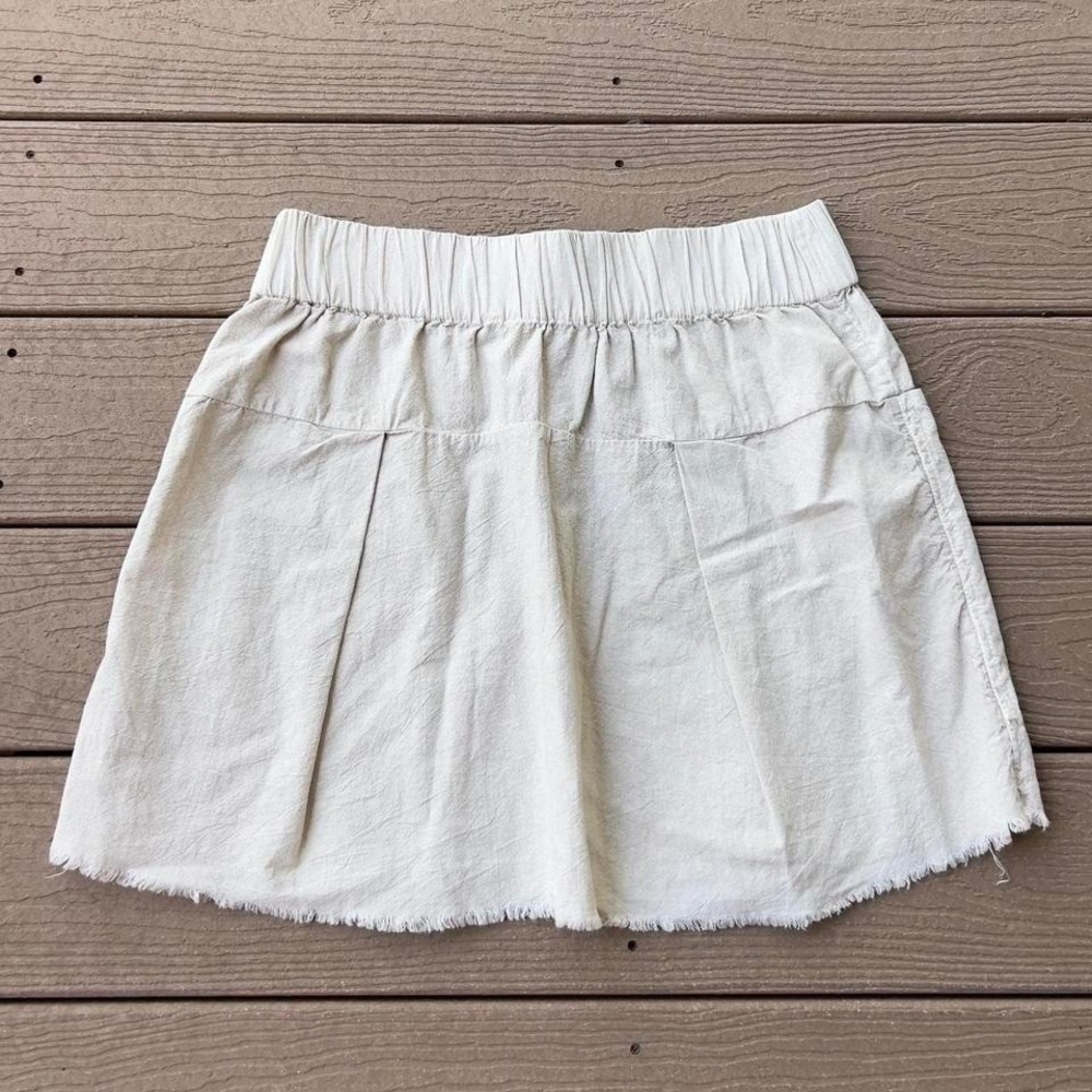 Free People Mariposa 100% Cotton Tan Mini Skirt Size Small Boho Preppy - Picture 6 of 8